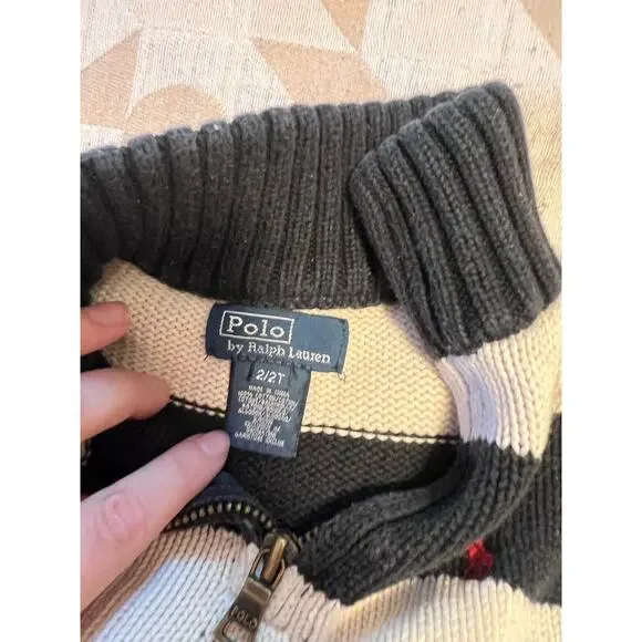 Polo Ralph Lauren Children’s Quarter Zip Sweater Size 2/2T - Picture 5 of 7
